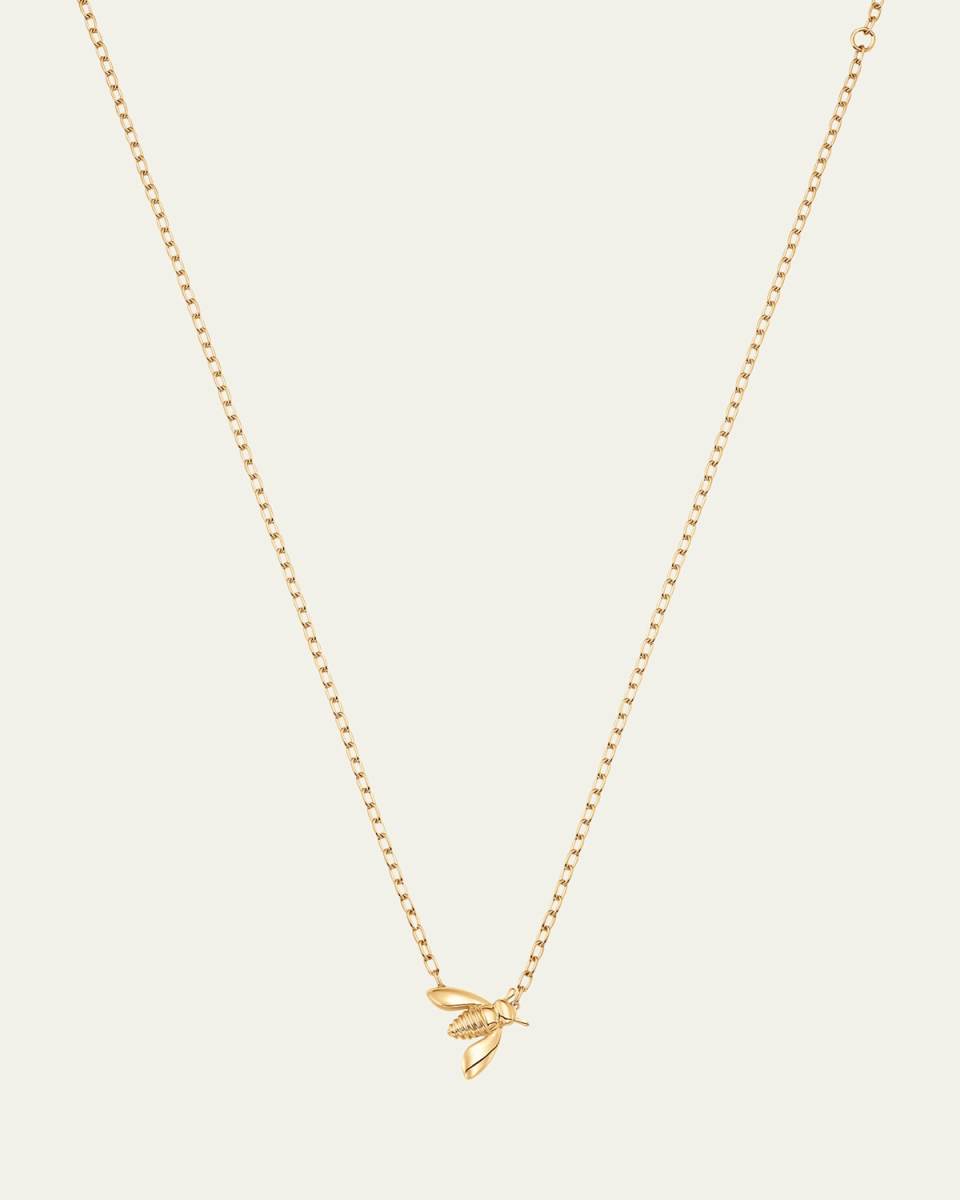 18K Yellow Gold Queen Bee Extra Petite Pendant Necklace, 16"L